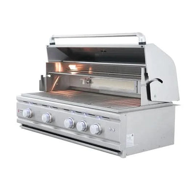 RCS Cutlass Pro - 42-Inch 4-Burner Freestanding Grill with Rear Infrared Burner and Blue LED Lights - Natural Gas - RON42A + RONJC