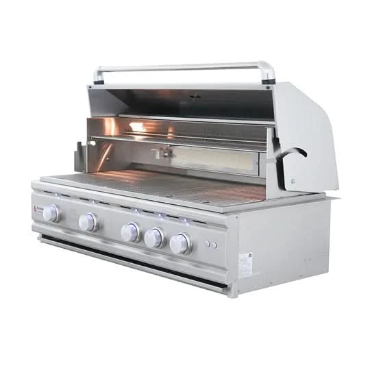 RCS Cutlass Pro - 42-Inch 4-Burner Built-In Grill with Blue LED Lights and Rear Burner - Natural Gas - RON42A
