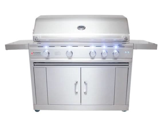 RCS Cutlass Pro - 42-Inch 4-Burner Freestanding Grill with Rear Infrared Burner and Blue LED Lights - Liquid Propane Gas - RON42ALP + RONJC