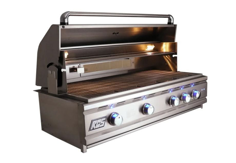 RCS Cutlass Pro - 42-Inch 4-Burner Built-In Grill with Blue LED Lights and Rear Burner - Liquid Propane Gas - RON42ALP