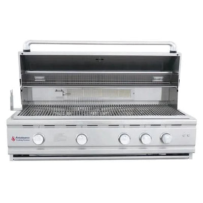 RCS Cutlass Pro - 42-Inch 4-Burner Freestanding Grill with Rear Infrared Burner and Blue LED Lights - Liquid Propane Gas - RON42ALP + RONJC