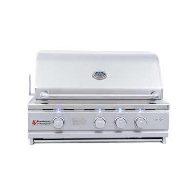 RCS Cutlass Pro Grill - 30-Inch - Freestanding Grill - Liquid Propane Gas - with Blue LED w/Rear Burner - RON30ALP + RONMC