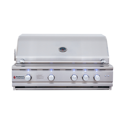 RCS Cutlass Pro - 38-Inch 4-Burner Freestanding Grill with Blue LED Lights and Rear Burner - Liquid Propane Gas - RON38ALP + RONKC