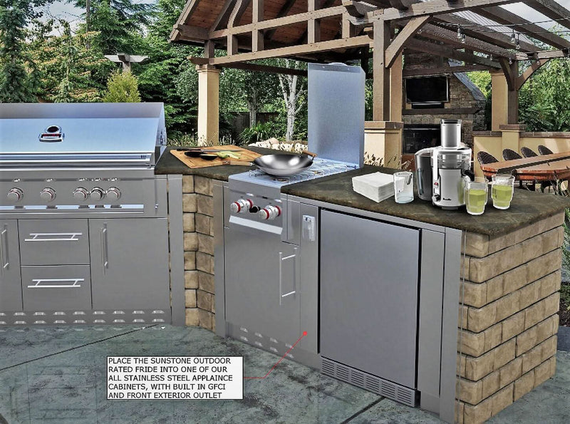 Sunstone 21 Stainless Steel Outdoor Rated Refrigerator - SAPFR21PRO
