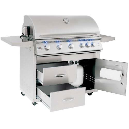 Summerset Sizzler Pro - 40-Inch 5-Burner Freestanding Grill with Rear Infrared Burner - Liquid Propane Gas - SIZPRO40-LP + CART-SIZ40-DC