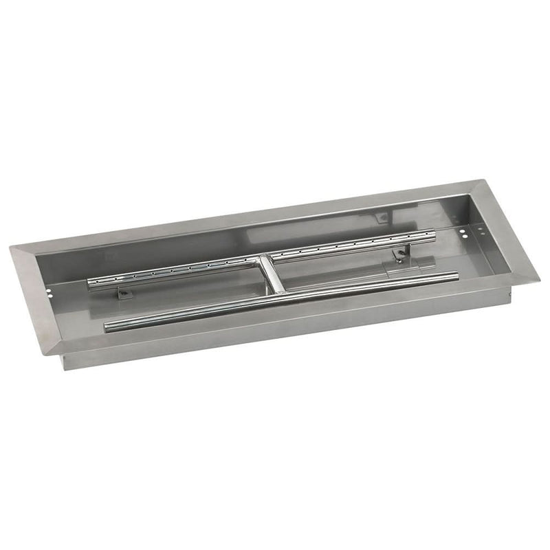 American Fire Glass 18 X 6-Inch Stainless Steel Rectangular Drop-In Pan W/ Built-In Propane Gas H-Burner - SSAFPP18LP