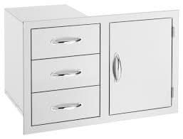 Summerset 33 Inch Stainless Steel Flush Mount Access Door & Triple Drawer Combo - SSDC3-33