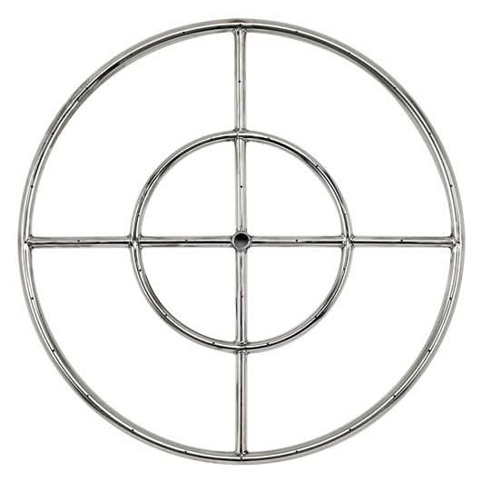 American Fire Glass 24-Inch Stainless Steel Double-Ring Propane Gas Burner W/ 1/2-Inch Inlet - SSFR24LP