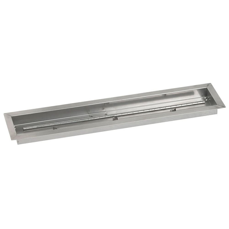 American Fire Glass 36" x 6" SS Linear Drop In Fire Pit Pan w/ T Burner - SSLCB36