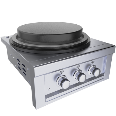 Sunstone 19 DIA. Solid Steel Flat Top Griddle w/non Stick Finish & Powder Coated Oil Pan - SUN24PCB-GRIDDLE