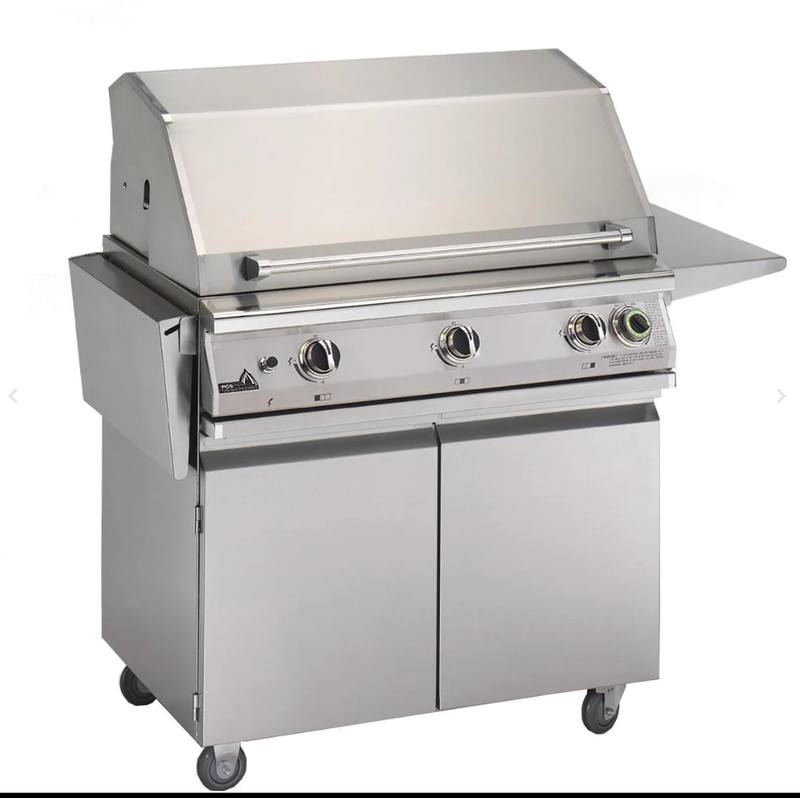 PGS T-Series Commercial - 39-Inch 3-Burner Freestanding Grill with Timer - Liquid Propane Gas - S36TLP + S36CART