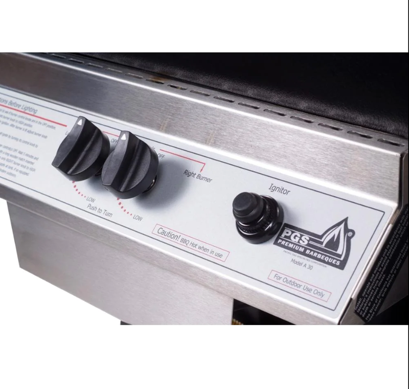 PGS A Series A40 - 2-Burner Black Portable Pedestal Base Grill - Natural Gas - A40NG + ABPED + ANC