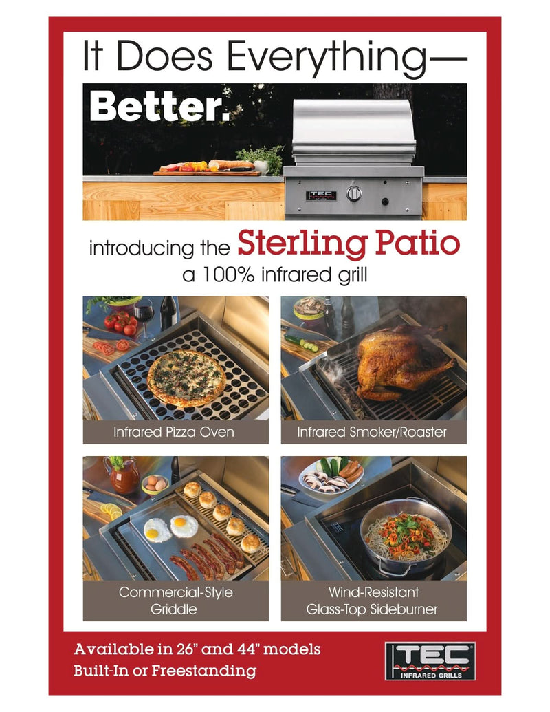 TEC Sterling Patio FR - 26-Inch 1-Burner Freestanding Infrared Grill - Liquid Propane Gas - STPFR1LPPED