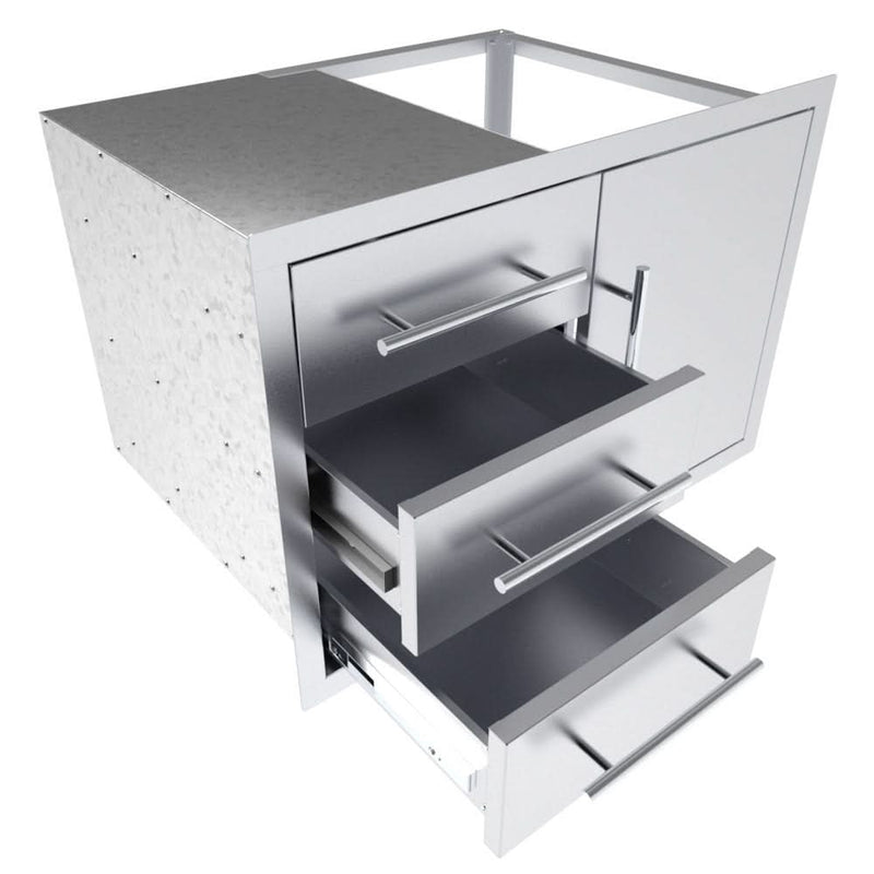 Sunstone 30 Inch Texan Series Triple Drawer Door Combo with Removable Support Frame - TEX-30TDDC