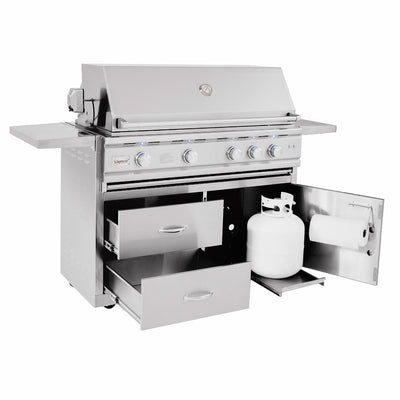 Summerset TRL Deluxe - 44-Inch 4-Burner Freestanding Grill - Natural Gas - TRLD44-NG + CART-TRLD44-DC