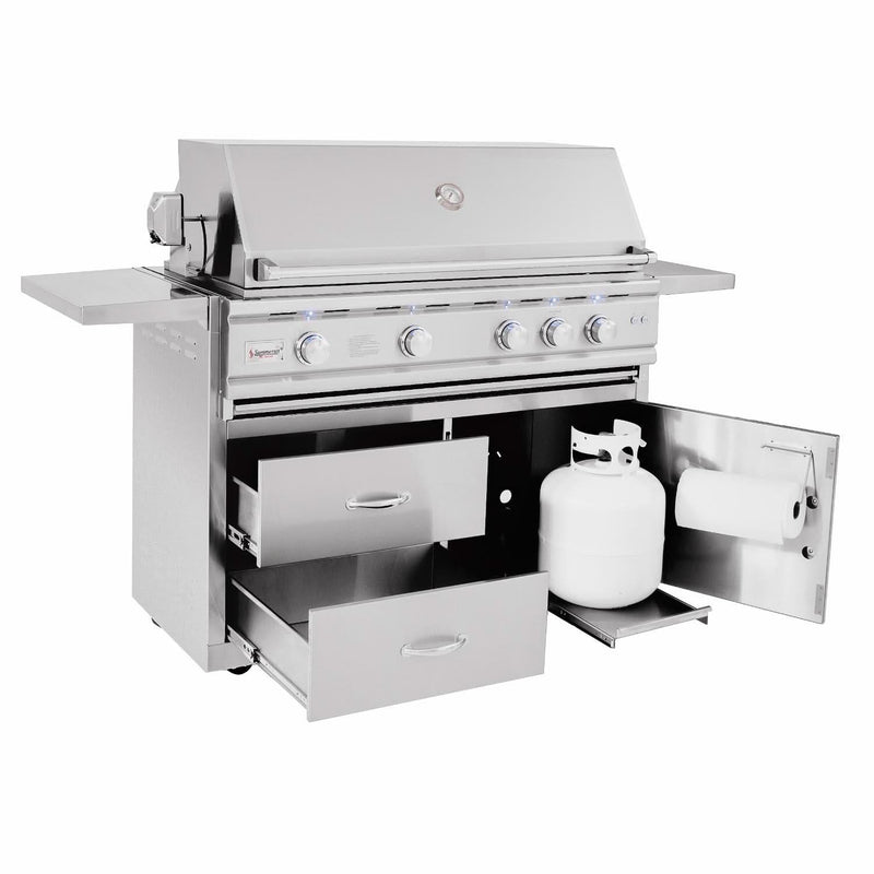 Summerset TRL Deluxe - 44-Inch 4-Burner Freestanding Grill - Natural Gas - TRLD44-NG + CART-TRLD44-DC
