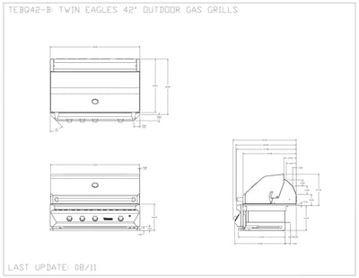 Twin Eagles - 42-Inch 3-Burner Built-In Grill - Liquid Propane Gas With Sear Zone & Infrared Rotisserie Burner - TEBQ42RS-CL