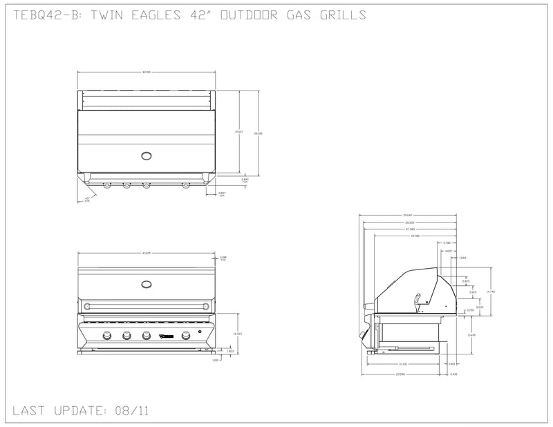 Twin Eagles - 42-Inch 3-Burner Built-In Grill - Liquid Propane Gas With Sear Zone & Infrared Rotisserie Burner - TEBQ42RS-CL