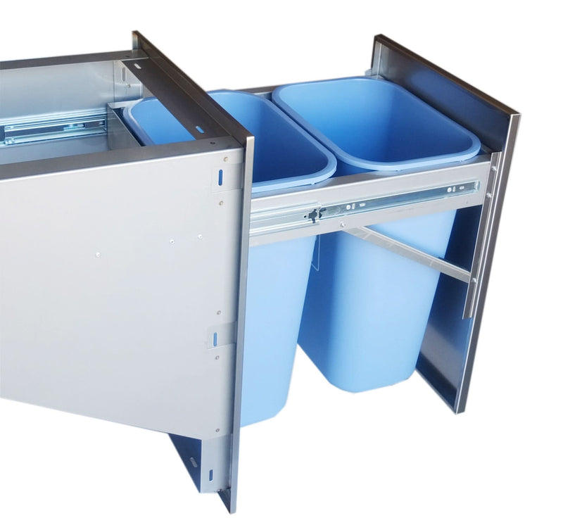 Sunstone 20x27 Beveled Frame Trash Drawer w/Two Trash Bins - BA-TRD2027