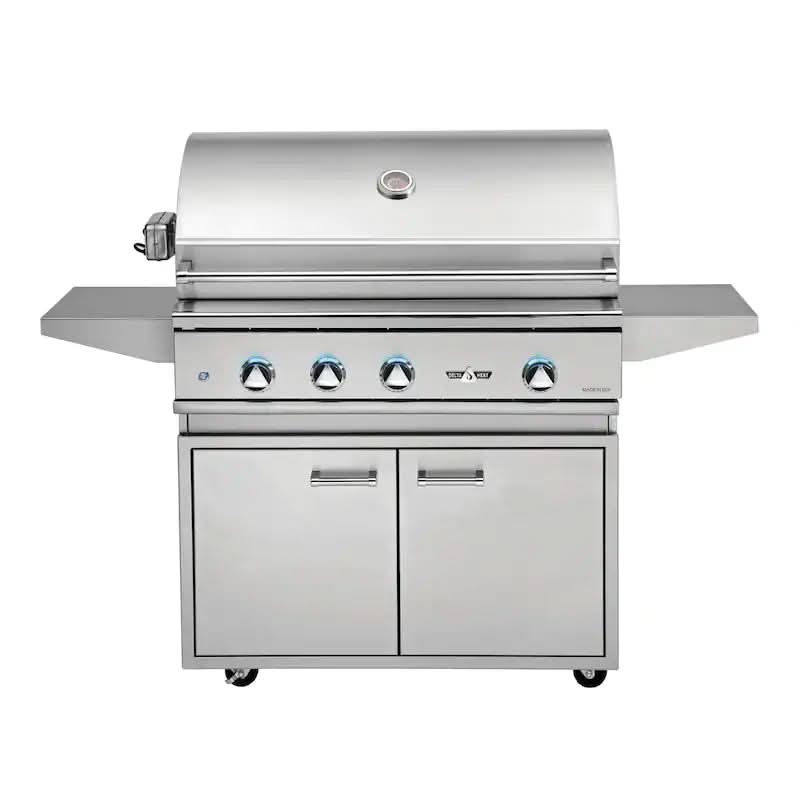 Delta Heat - 38-Inch 3-Burner Freestanding Grill - Liquid Propane Gas with Infrared Rotisserie Burner On Cart - DHBQ38R-DL + DHGB38-C