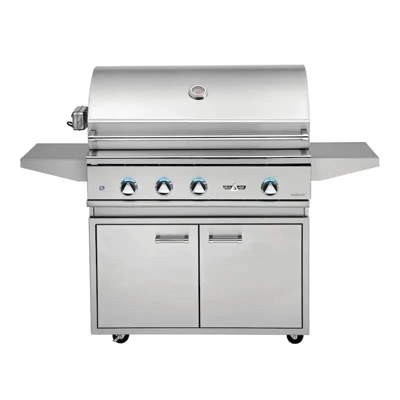 Delta Heat - 38-Inch 3-Burner Freestanding Grill with Infrared Rotisserie Burner - Natural Gas - DHBQ38R-DN + DHGB38-C
