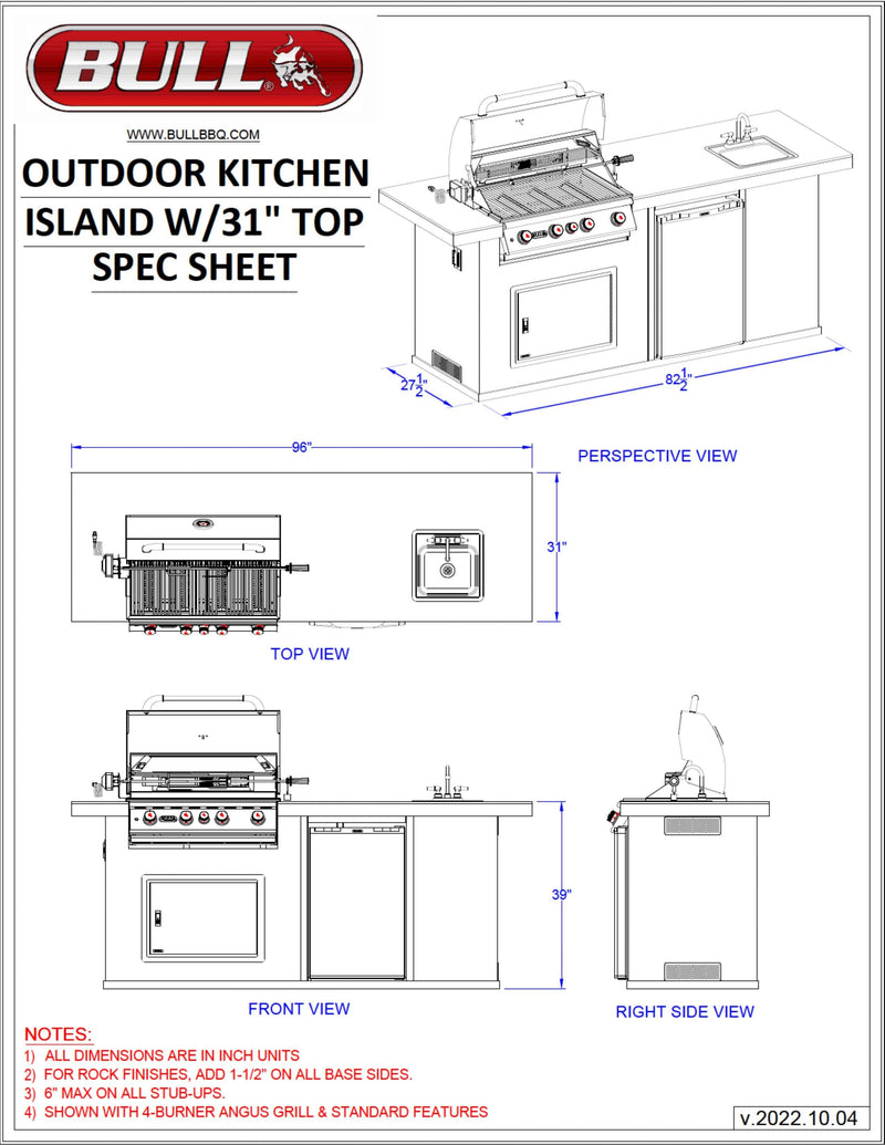 Bull Island Outdoor Kitchen Quartzsite Base - 31010-LP