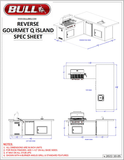 Bull Island Gourmet Q L Shaped Outdoor Kitchen & Rock Base - 31021-LP