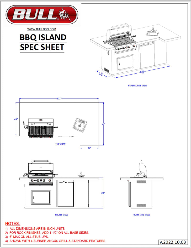 Bull Island BBQ Outdoor Kitchen & Grill Rock Base - 31015-LP