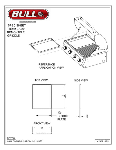 Bull Removable Grill Griddle - 97020