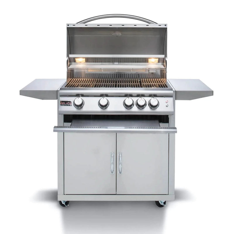 Blaze Premium LTE - 32-Inch 4-Burner Freestanding Grill - Liquid Propane Gas with Rear Infrared Burner & Grill Lights - BLZ-4LTE2-LP + BLZ-4-CART-SC